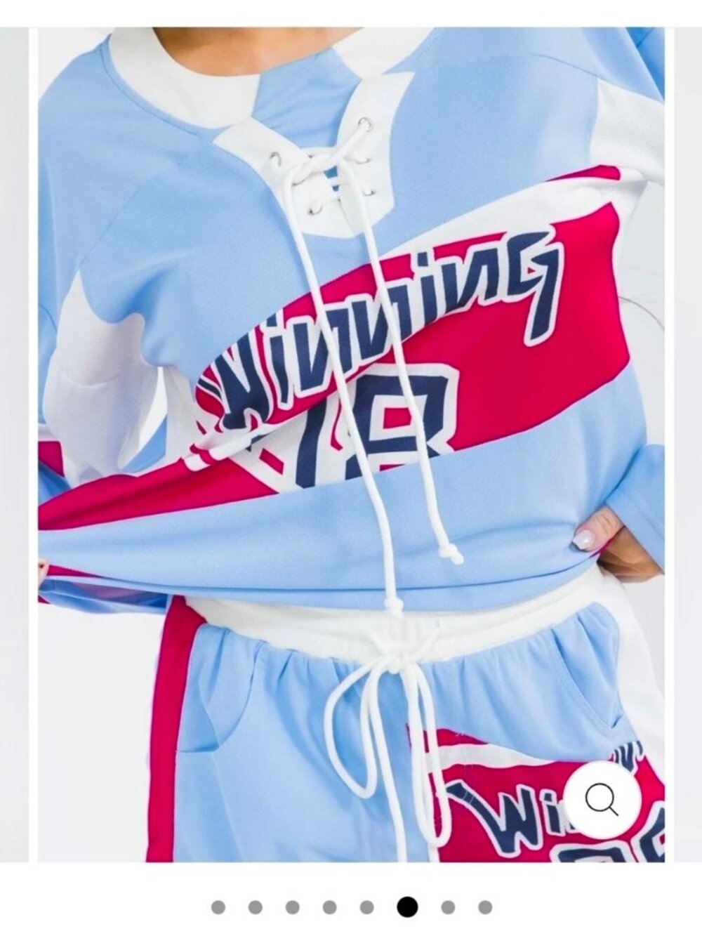 Women's Light Blue & Pink Sports-Inspired Lounge Set